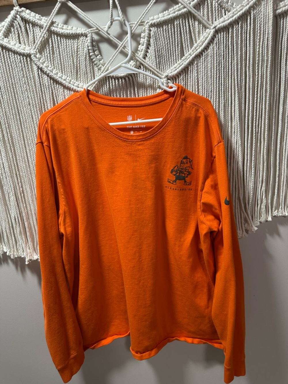 Nike Orange Long Sleeve Crewneck with Small Black Logos